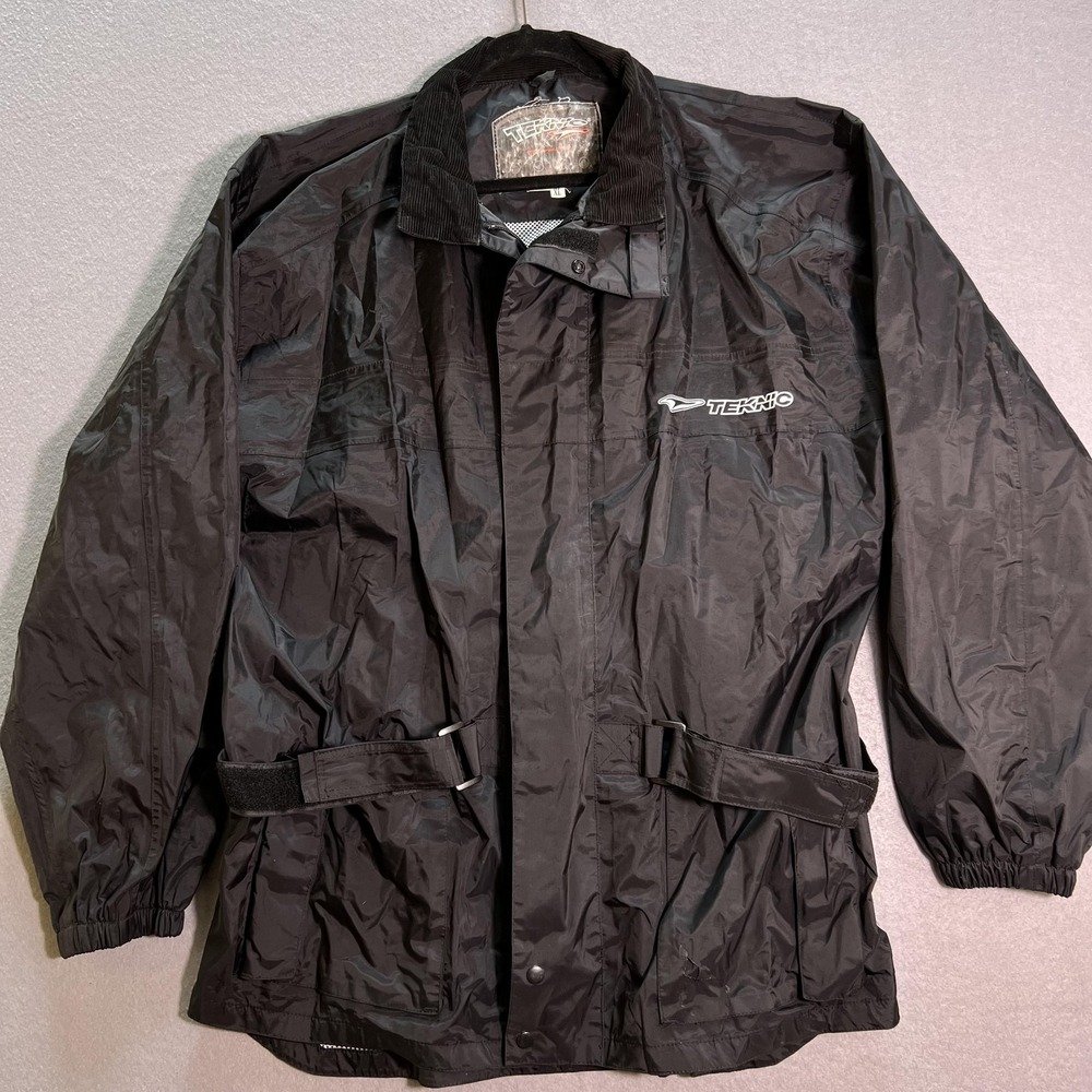 Teknic Jacket Mens XL Black Motorcycle Rain Waterproof Reflective 2 PC 2671